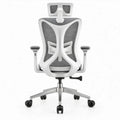 Ergonomische bureaustoel met hoofdsteun, grijs/wit/zwart, 66 x 66 x 118-128 cm
