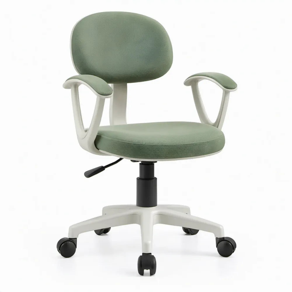 Bureaustoel met armleuningen en wielen, groen/gebroken wit, 61 x 61 x 88-98 cm