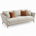 3-zitsbank 220 x 90 x 85 cm Crème met Bruine Massief Houten Poten