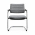 Vergaderstoel met armleuningen, grijs polyester en verchroomd staal, 55 x 60 x 85 cm