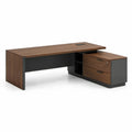Hoekbureau met 2 laden, kabeldoorvoer en slot, walnootbruin/antraciet, 180 x 160 x 75 cm