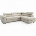 Beige hoekbank met chaise longue rechts, verstelbare hoofdsteunen, 280 x 210 x 85 cm