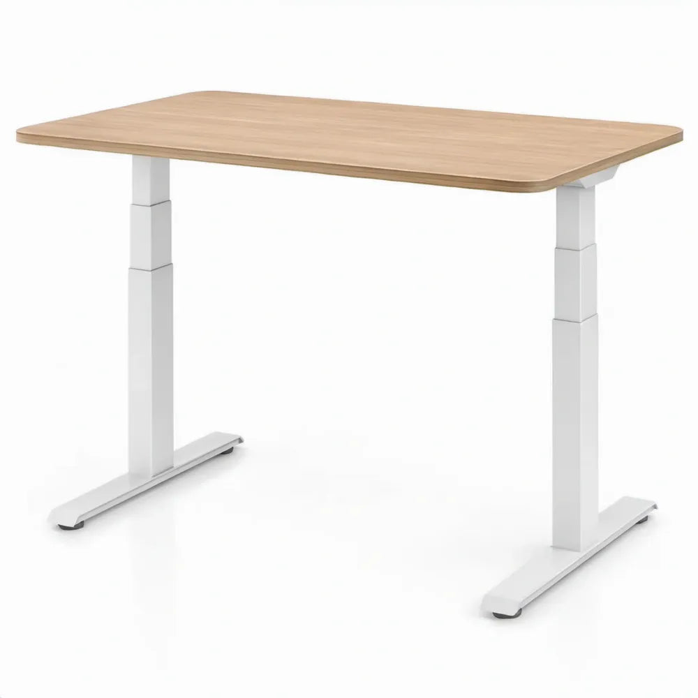 Elektrisch hoogteverstelbaar bureau 120 x 60 cm, 70-118 cm - Licht eiken/Wit