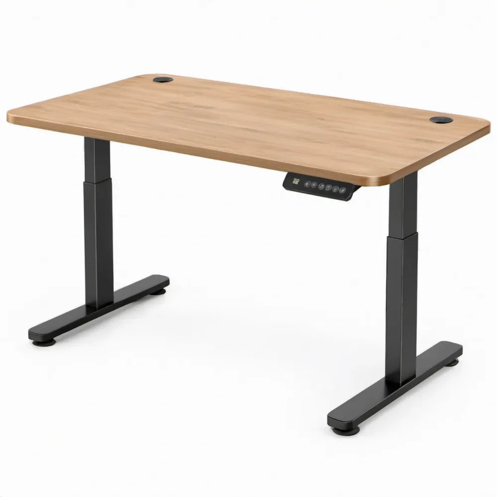 Elektrisch verstelbaar zit-sta bureau 120 x 60 cm eikenkleurig/zwart