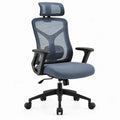 Ergonomische bureaustoel met verstelbare hoofdsteun en lendensteun, blauw/zwart, 66 x 66 x 118-128 cm