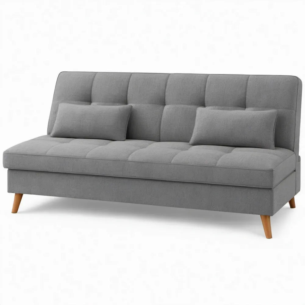 Grijze 3-zits slaapbank met polyester bekleding, 190 x 90 x 85 cm