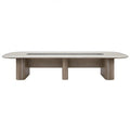 Ovale vergadertafel 240 x 100 x 75 cm licht eiken MDF met zwarte kabelgoot