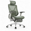 Ergonomische bureaustoel groen-grijs met hoofdsteun en verstelbare armleuningen, 65 x 65 x 118-128 cm