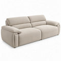 Beige 3-zitsbank van polyester met zwarte poten, 220 x 100 x 90 cm