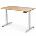 Elektrisch verstelbaar zit-stabureau 120 x 60 cm, eikenkleurig/wit, hoogte 72-120 cm